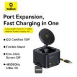 Carregador Wireless Baseus MagPro Series II 7-in-1 Magnetic MagSafe Charger Qi2 15W Cosmic Black - Image 6