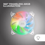 Ventoinha 120mm Mars Gaming MF-3A 1100RPM ARGB Frameless 3 Pinos Branca (Pack 3) - Image 4