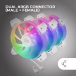 Ventoinha 120mm Mars Gaming MF-3A 1100RPM ARGB Frameless 3 Pinos Branca (Pack 3) - Image 3