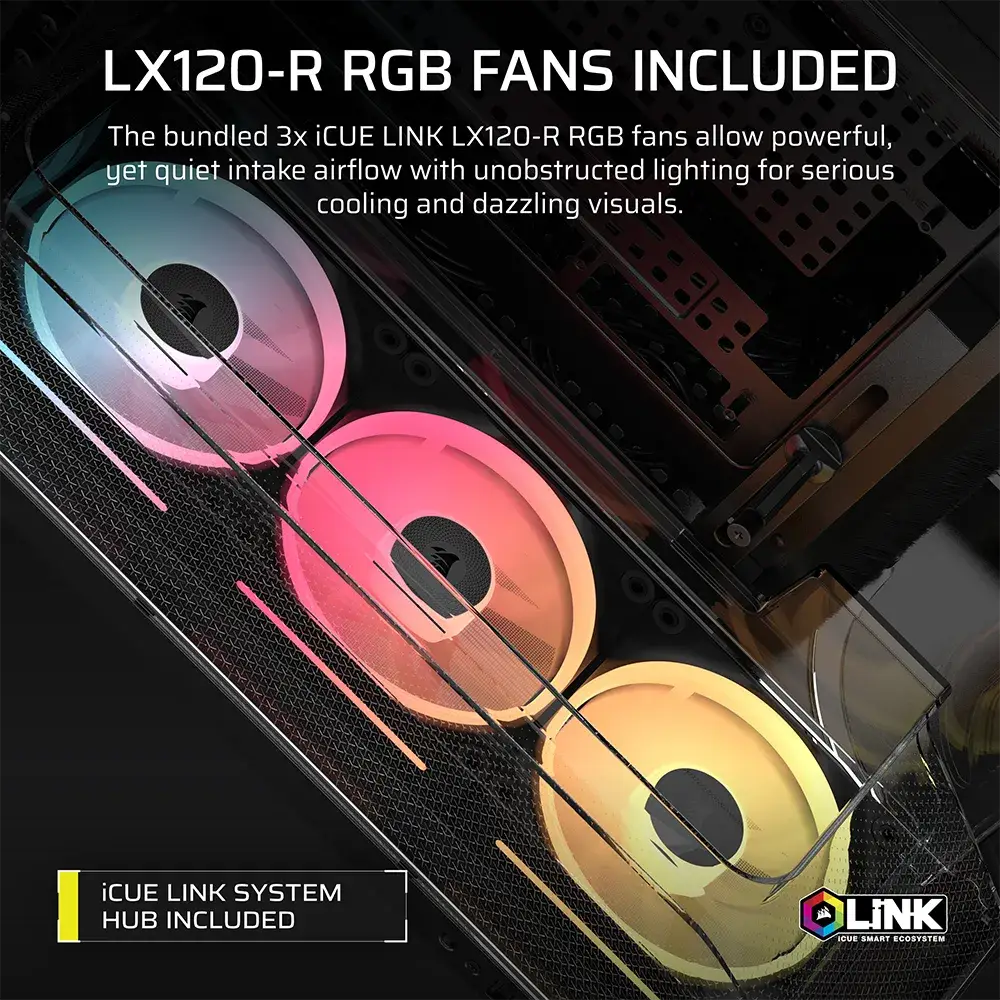Caixa Extended-ATX Corsair AIR 5400 LX-R ARGB Tempered Glass Preta - Image 5
