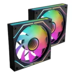 Ventoinha 120mm Mars Gaming MF-3DPROX2R 1600RPM Reversed Infinity Mirror ARGB 3 Pinos Preta (Pack 2)