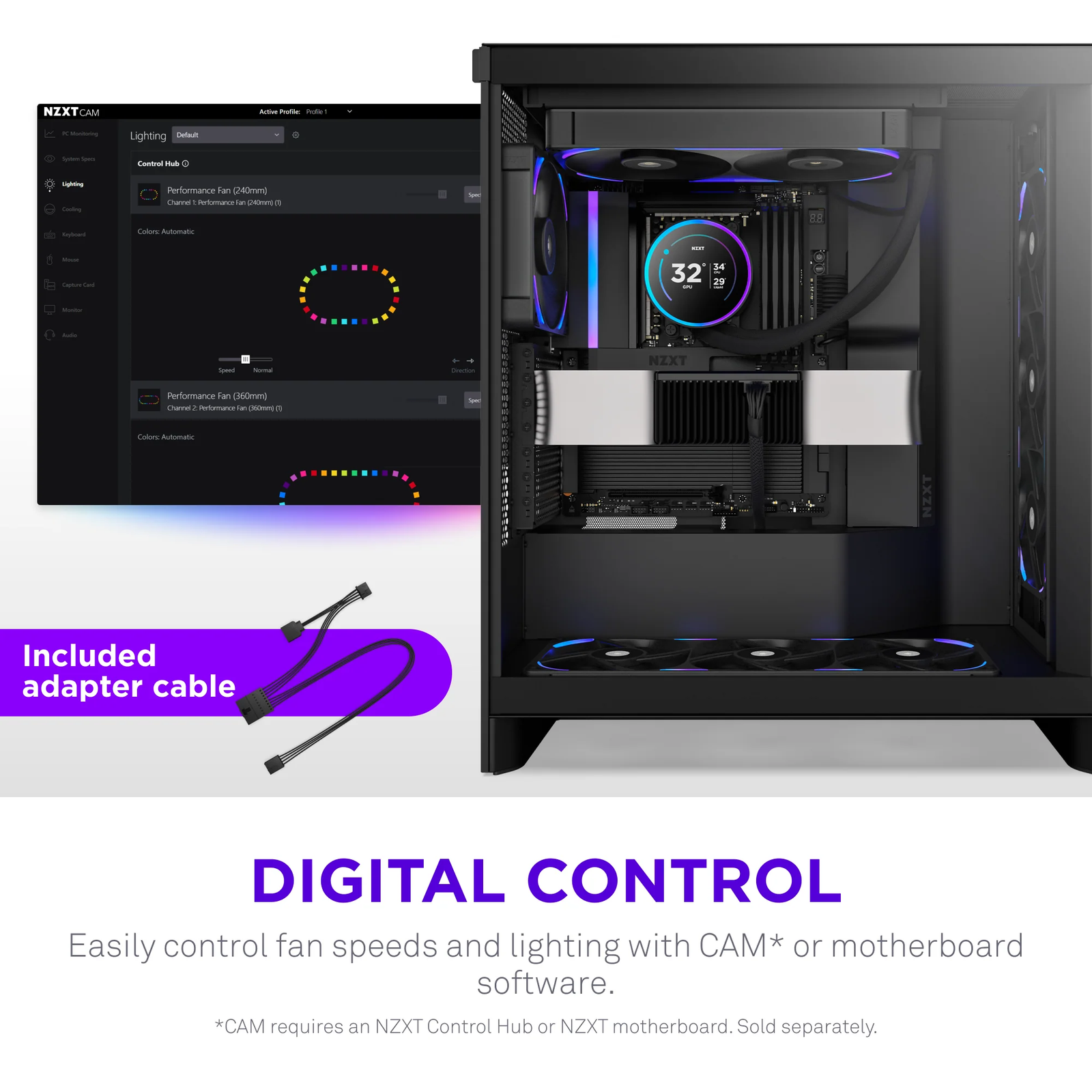 Ventoinha 140mm NZXT F140X Performance RGB 2400RPM 4 Pinos PWM Preta - Image 2