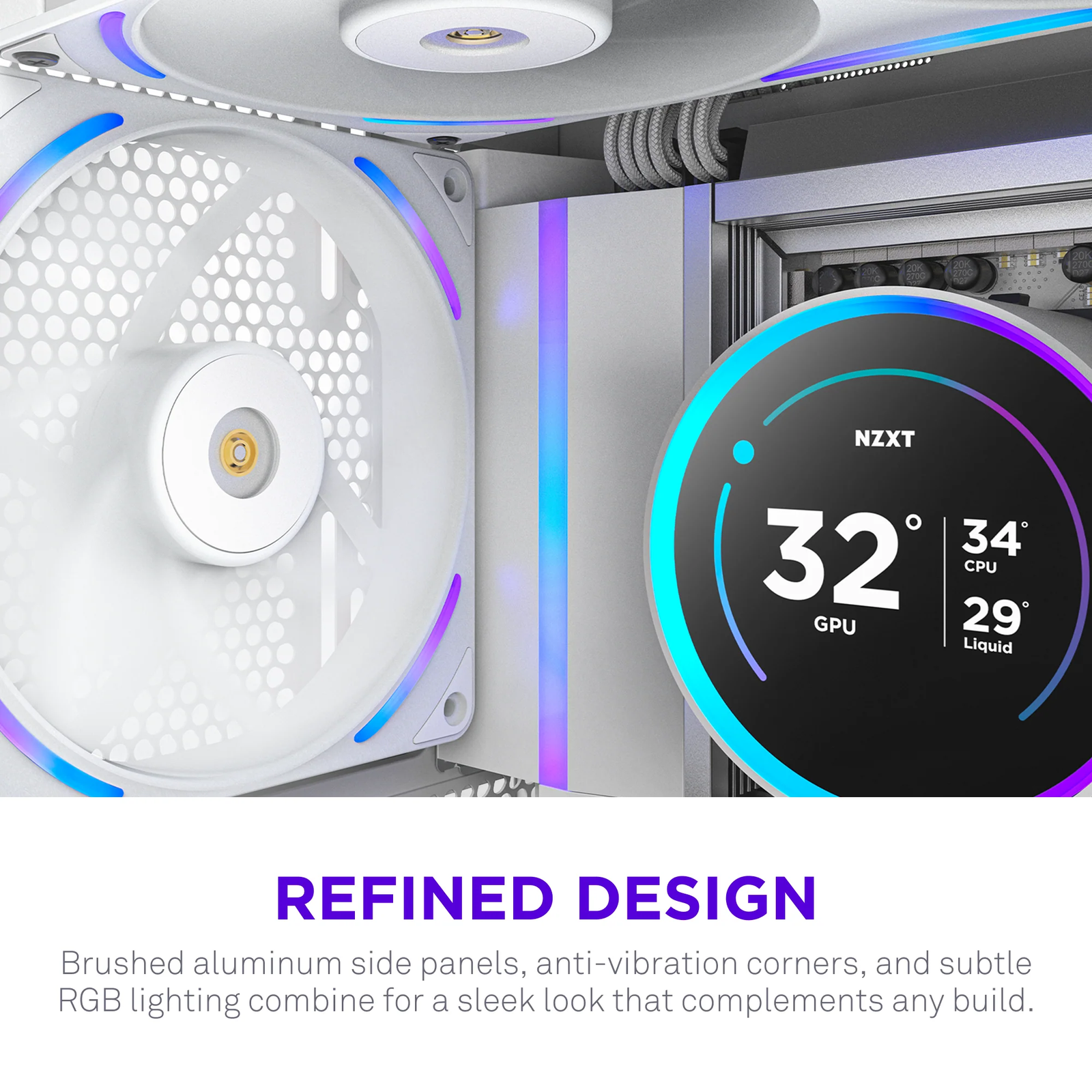 Ventoinha 140mm NZXT F140X Performance RGB 2400RPM 4 Pinos PWM Branca - Image 2