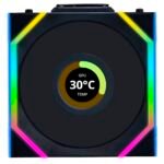 Ventoinha 120mm Lian Li Uni Fan SL120 LCD Wireless RGB 4 Pinos PWM Preta
