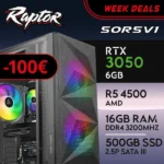 PC Gaming RAPTOR-50R5V1 - R5 4500 | RTX3050 6GB | 16GB | SSD 500GB