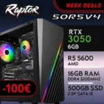PC Gaming RAPTOR-50R5V4 - R5 5600 | RTX3050 6GB | 16GB | SSD 500GB