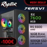PC Gaming RAPTOR-76R5V1 - R5 5500 | RX7600 8GB | 16GB | SSD 500GB