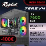 PC Gaming RAPTOR-76R5V4 - R5 5600X | RX7600 8GB | 16GB | M.2 500