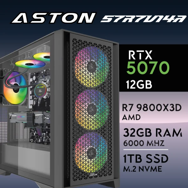 PC Gaming ASTON-57R7V14A - R7 9800X3D | RTX5070 12GB | 32GB | M.2 1TB