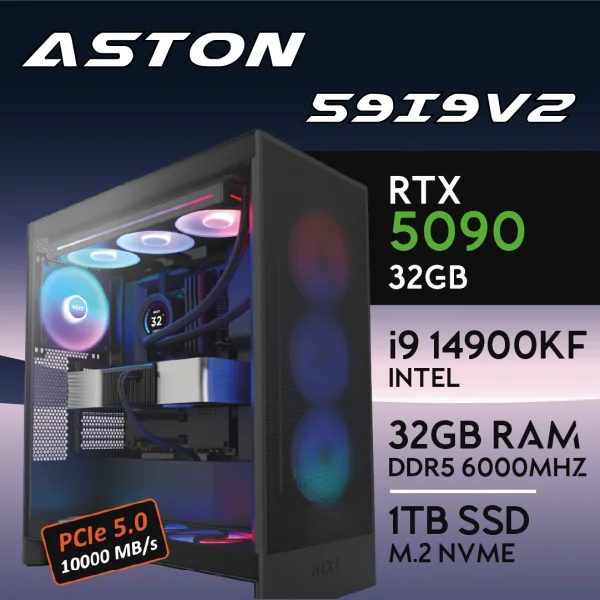 PC Gaming ASTON-59I9V2 - I9 14900KF | RTX5090 32GB | 32GB | M.2 1TB