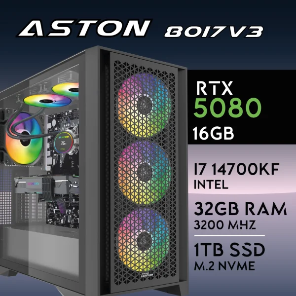 PC Gaming ASTON-80I7V3 - I7 14700KF | RTX5080 16GB | 32GB | M.2 1TB