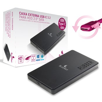 Caixa Externa Para Disco Rigido 2.5 SATA USB C 3.2 5GB Type-c Preta - BLUERAY