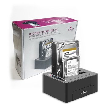 Docking Station Para 2 Discos Rigidos 2.5/3.5 SATA USB 3.1 Preta - BLUERAY