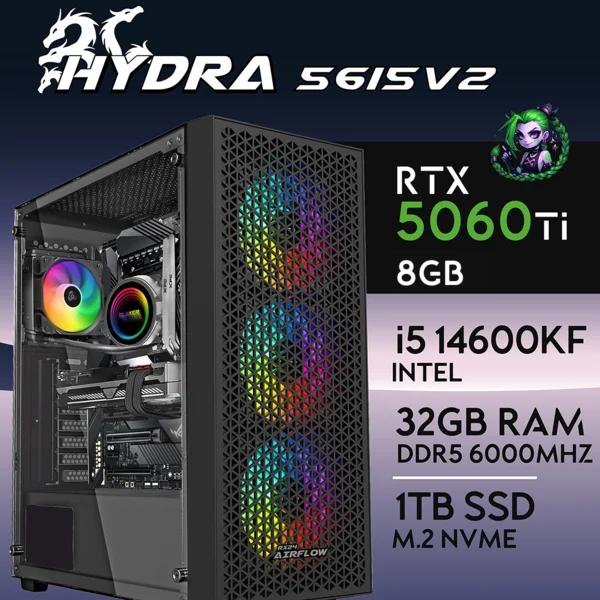 hydra-56i5v2 PC Gaming HYDRA-56I5V2 - I5 14600KF | RTX5060Ti 8GB | 32GB | M.2 1TB - Image 1