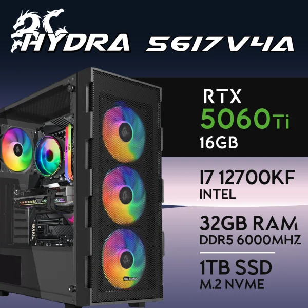 PC Gaming HYDRA-56I7V4A - I7 12700KF | RTX5060Ti 16GB | 32GB | M.2 1TB