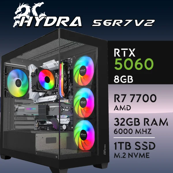 PC Gaming HYDRA-56R7V2 - R7 7700 | RTX5060 8GB | 32GB | M.2 1TB