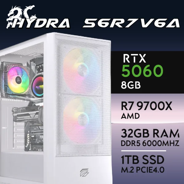 PC Gaming HYDRA-56R7V6A - R7 9700X | RTX5060 8GB | 32GB | M.2 1TB
