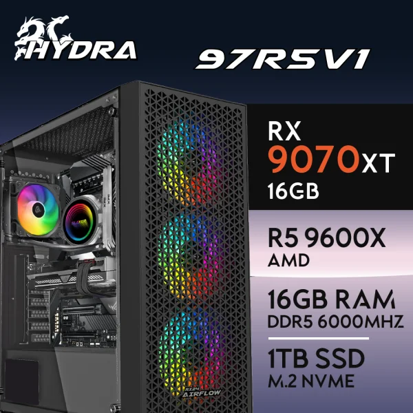 PC Gaming HYDRA-97R5V1 - R5 9600X | RX9070XT 16GB | 16GB | M.2 1TB