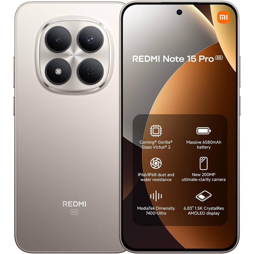 Smartphone Xiaomi Redmi Note 15 Pro 5G 6.83 8GB/256GB Dual SIM 2.5K Octa-Core até 2.6GHz Mali-G615 MC2
