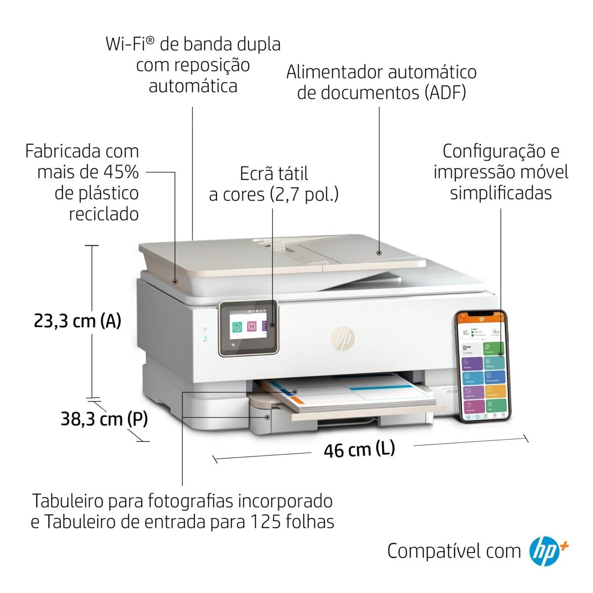 Impressora Multifunções HP Envy Inspire 7920e, Ecrã tátil, USB, wifi Elegível para HP Instant Ink - Image 10
