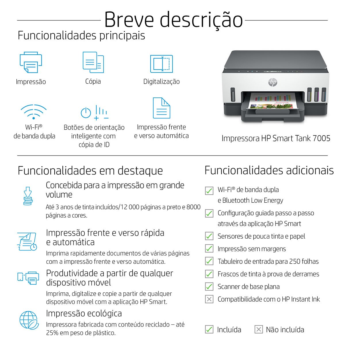 Impressora Multifunções HP Smart Tank 7005 Wireless - Image 7