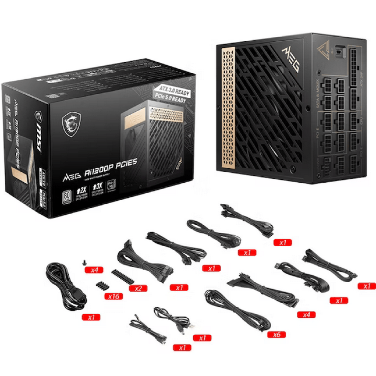 Fonte de Alimentação Modular MSI MEG A1300P PCIE5 1300W 80+ Platinum - Image 5