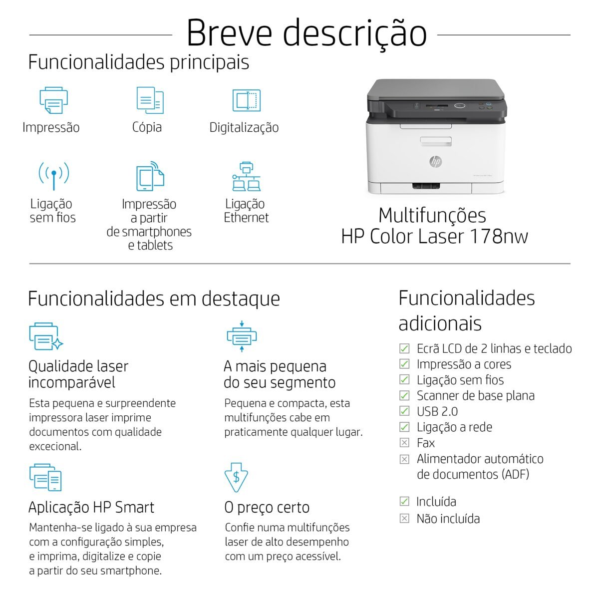 Impressora Multifunções HP Color Laser 178nw Wireless - Image 4