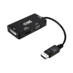 Conversor Nanocable Displayport Macho > HDMI Femea + VGA Femea + DVI Femea 15 CM Preto