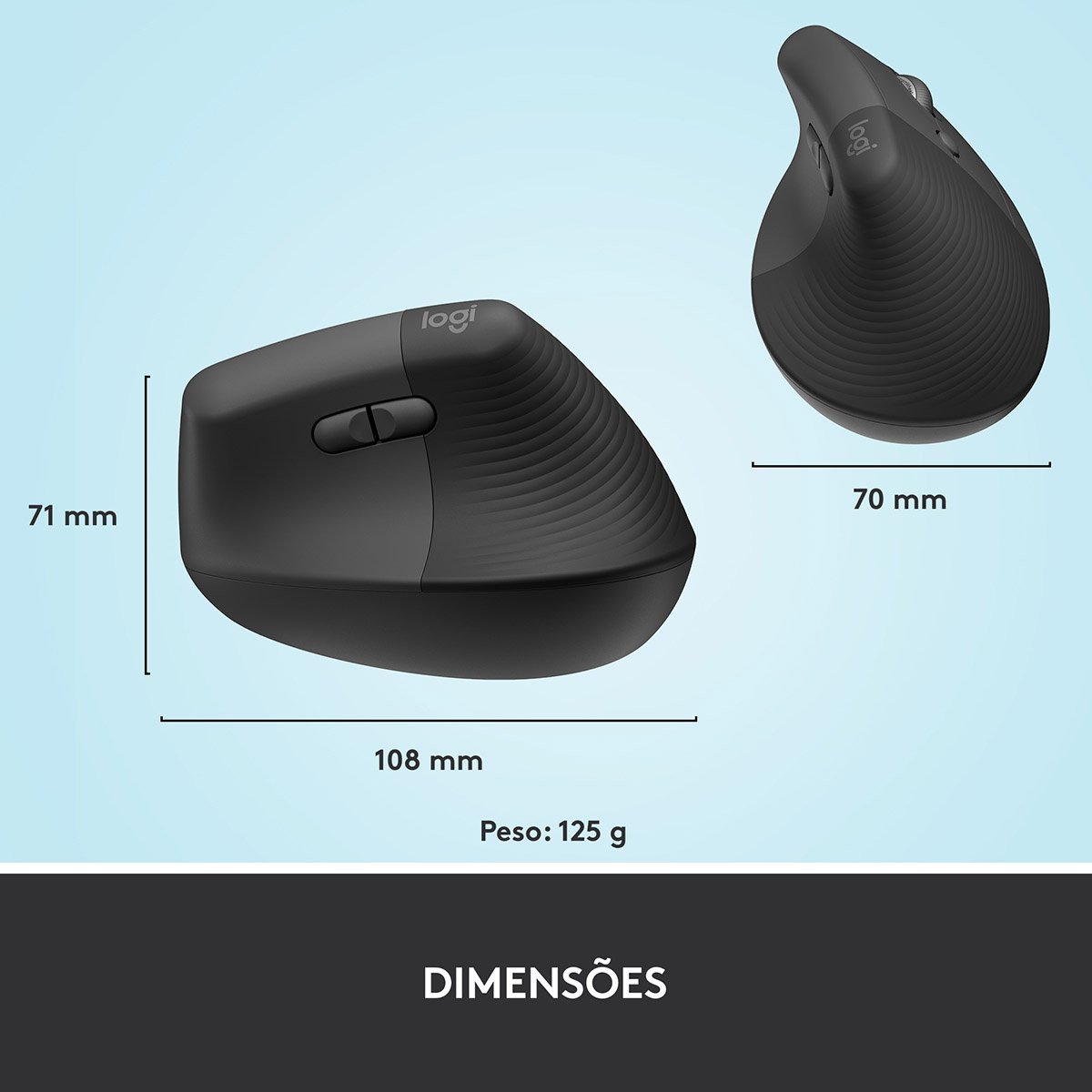 Rato Laser Logitech Lift Vertical Ergonomic Wireless/Bluetooth 4000DPI Graphite - Image 10