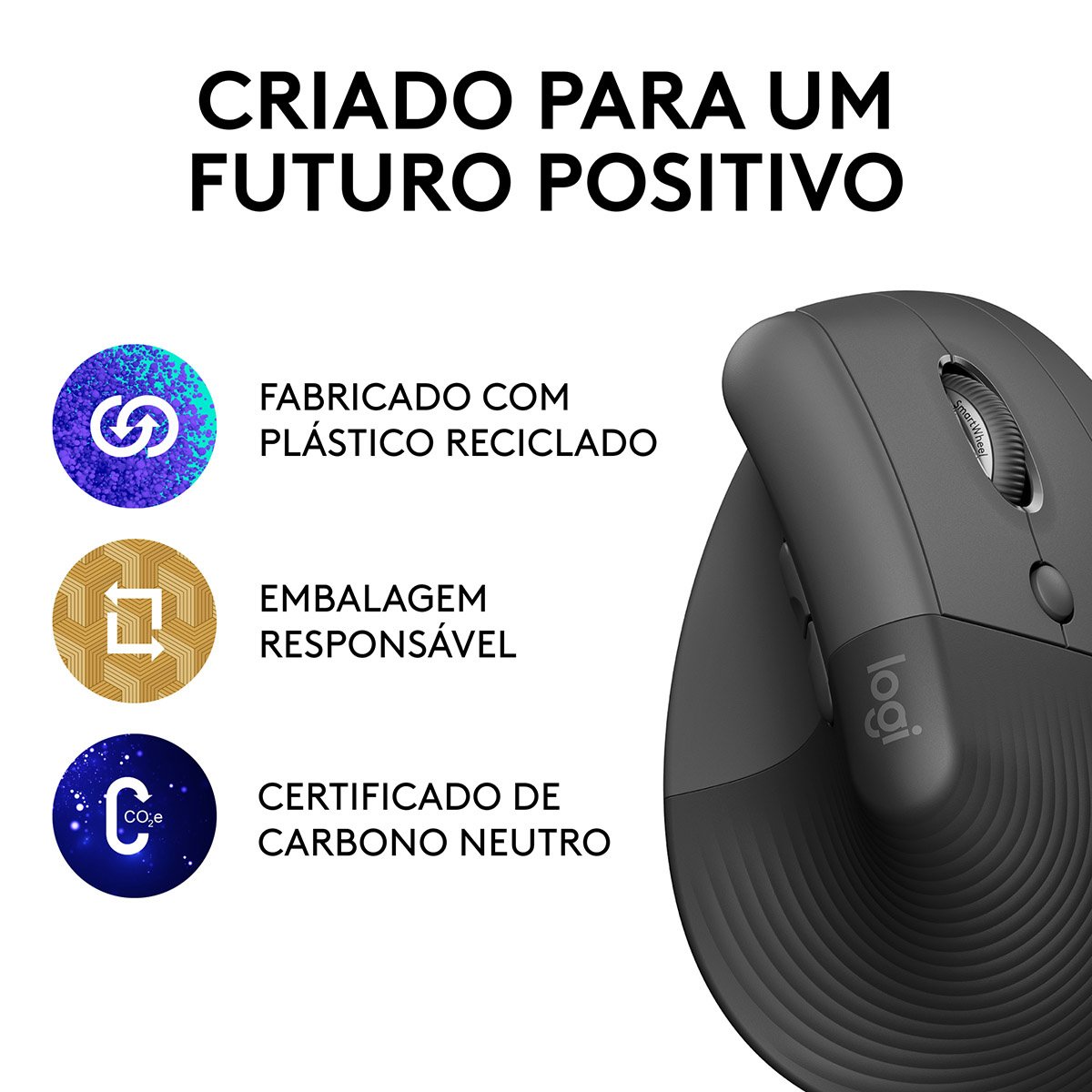 Rato Laser Logitech Lift Vertical Ergonomic Wireless/Bluetooth 4000DPI Graphite - Image 6