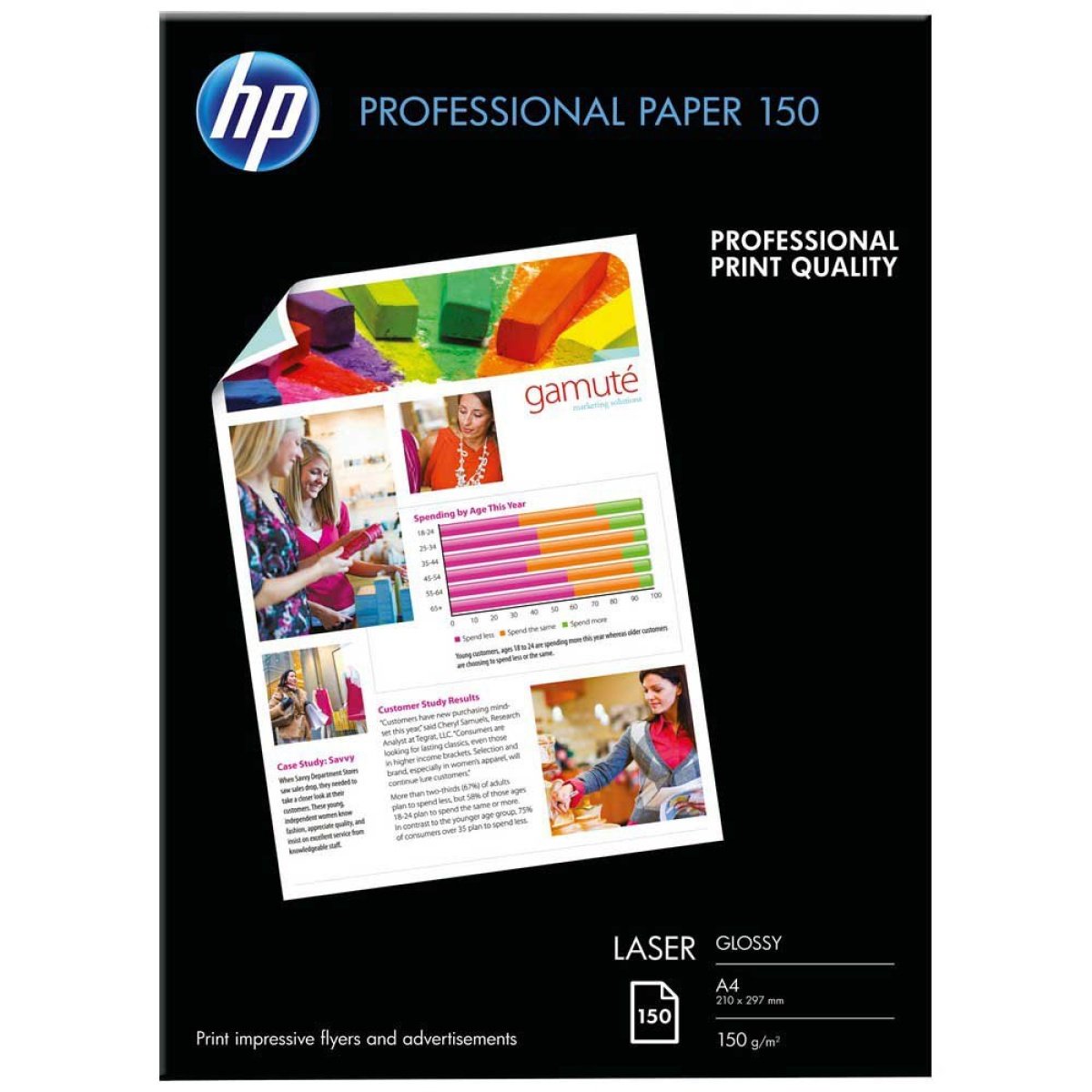 Papel Fotográfico HP Professional Glossy Laser Paper 150 gsm-150 sht/A4/210 x 297 mm - Image 1