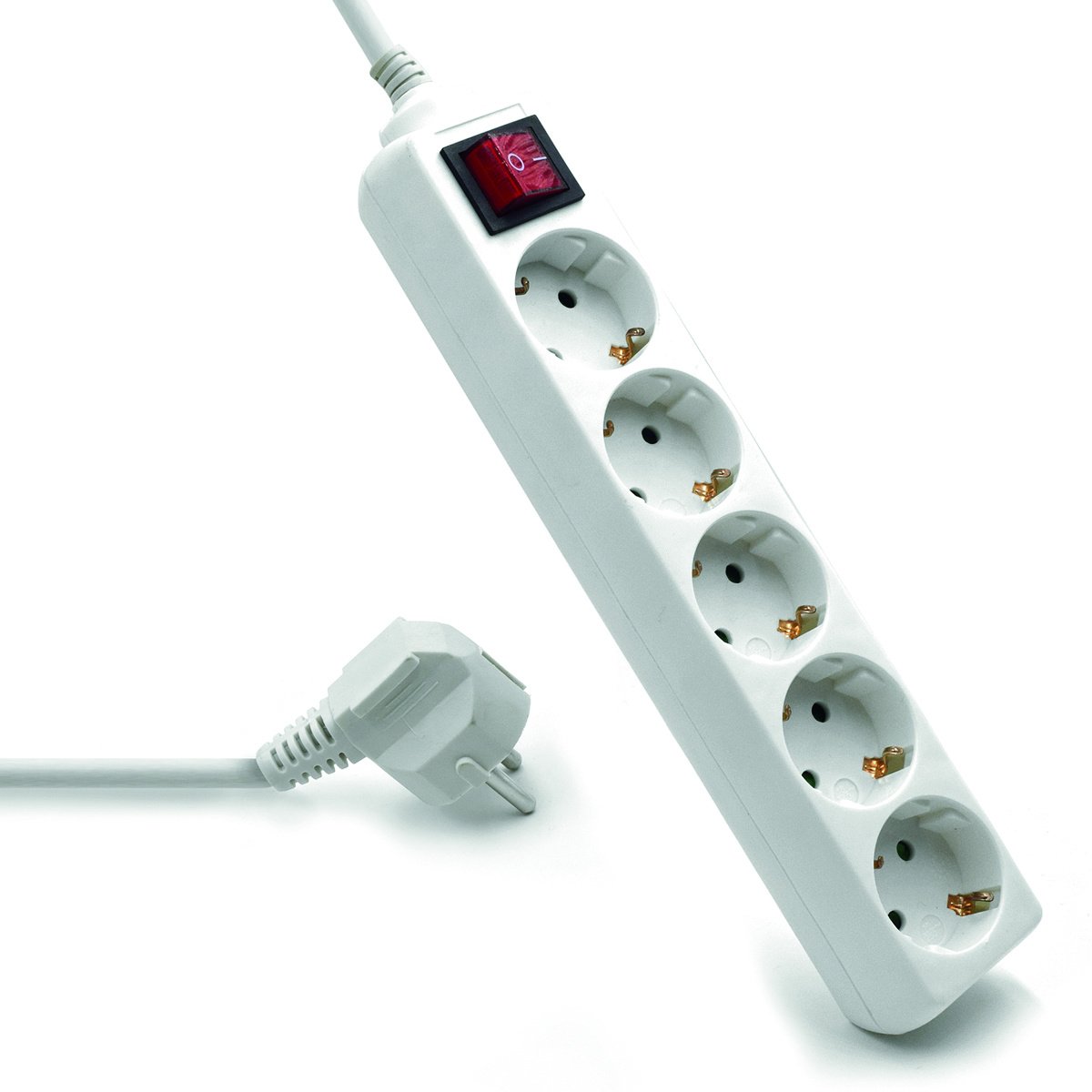 Régua Ewent EW3916 Power Strip 5 Tomadas Schuko 16A com Switch on/off Branca - Image 1