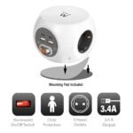 Régua Ewent EW3957 Cubical Power 3 Tomadas Schuko + 4 USB 3.4A Branco - Image 3
