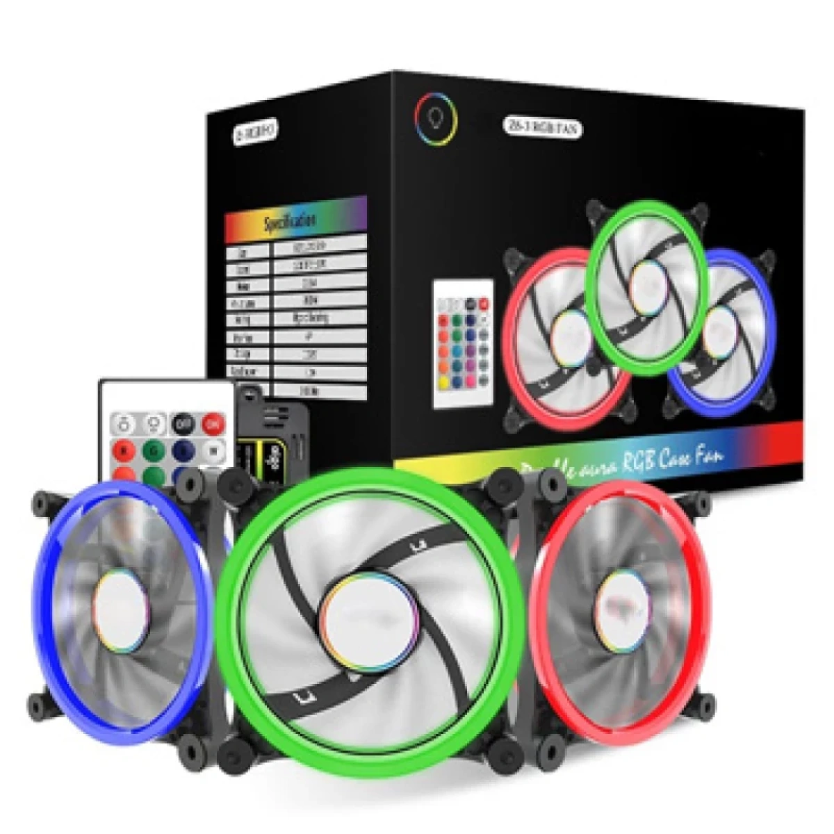 KIT Eurotech RAINBOW RGB (3x Fan 120mm + 2 LED Strip) - Image 1