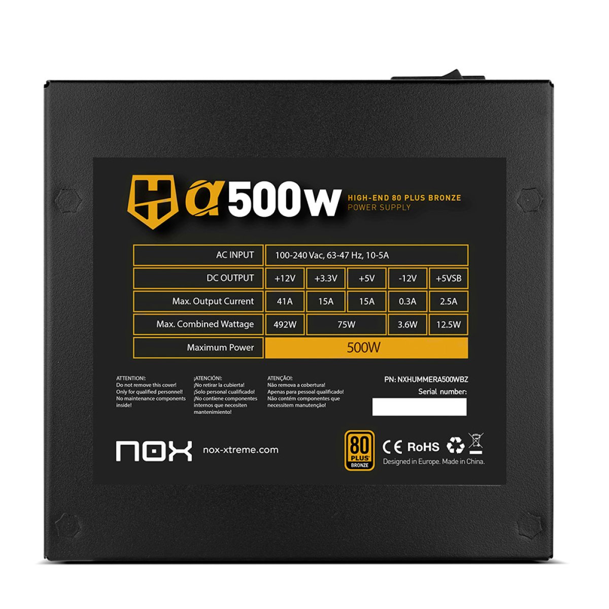 Fonte de Alimentação Nox Hummer Alpha 500W 80+ Bronze Edition - Image 4