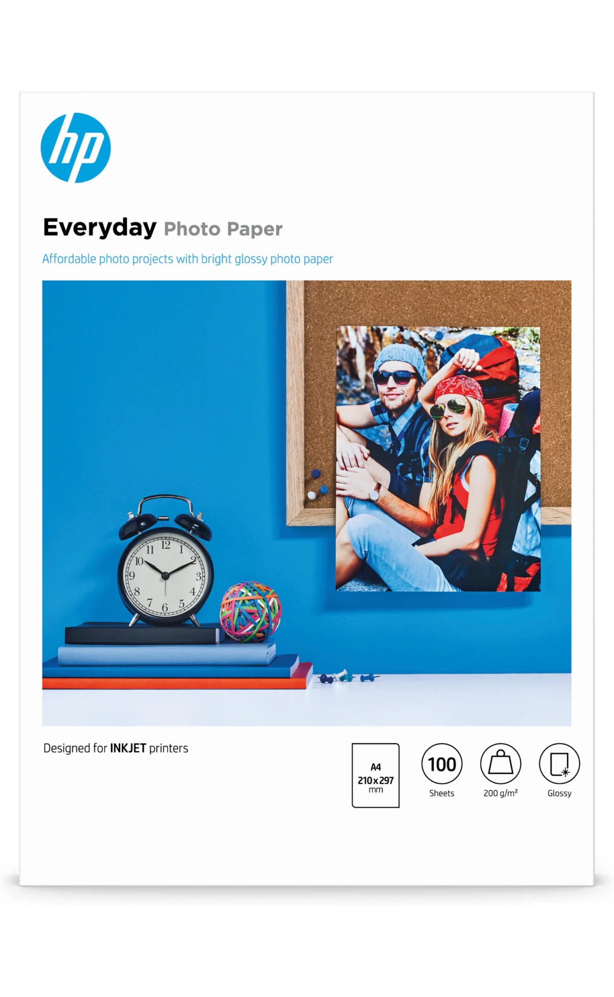 Papel Fotográfico HP Everyday Glossy Photo Paper-100 sht/A4/210 x 297 mm - Image 1