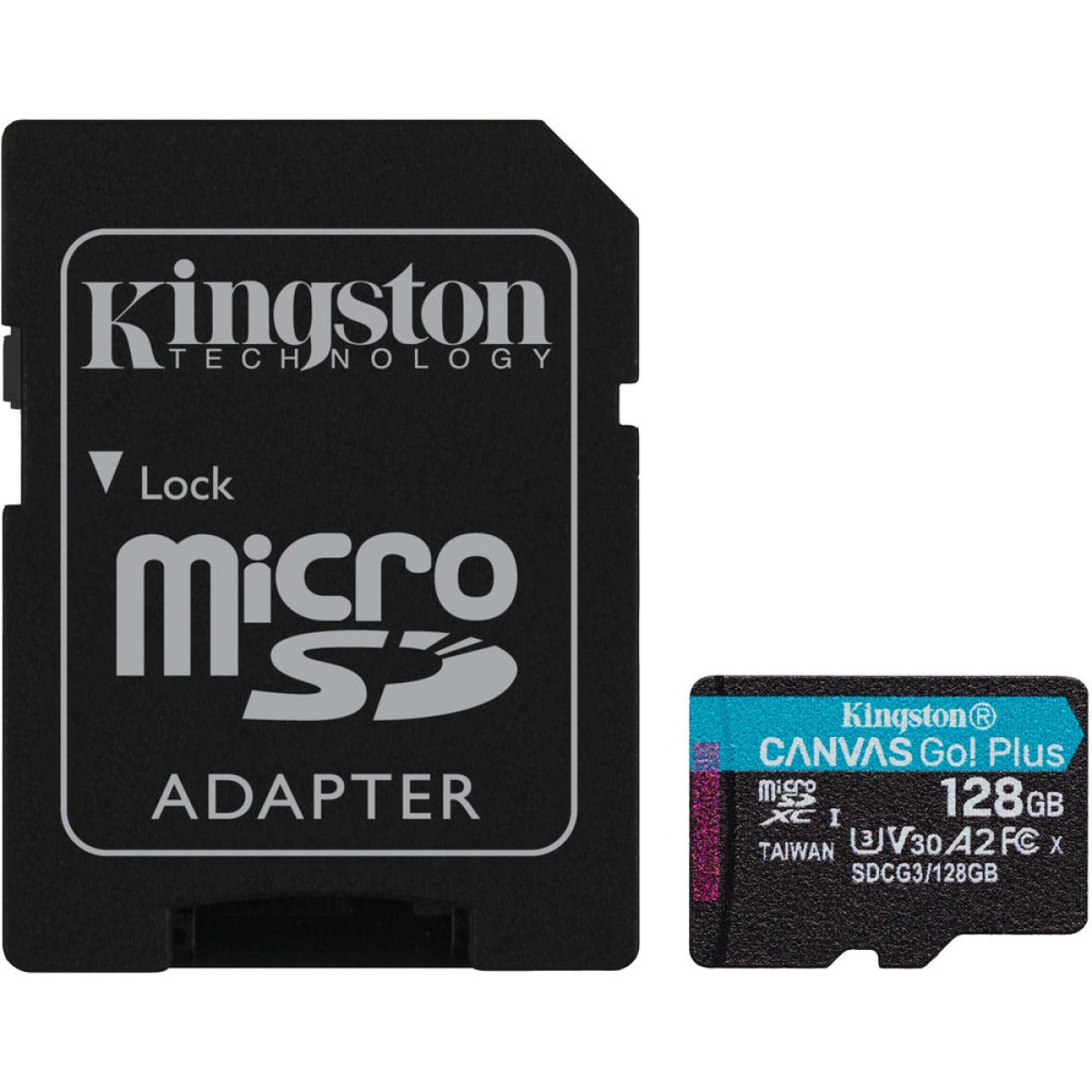 Cartão Memória Kingston Canvas Go! Plus C10 UHS-I U3 V30 A2 microSDXC 128GB + Adaptador SD - Image 1