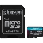 Cartão Memória Kingston Canvas Go! Plus C10 UHS-I U3 V30 A2 microSDXC 128GB + Adaptador SD