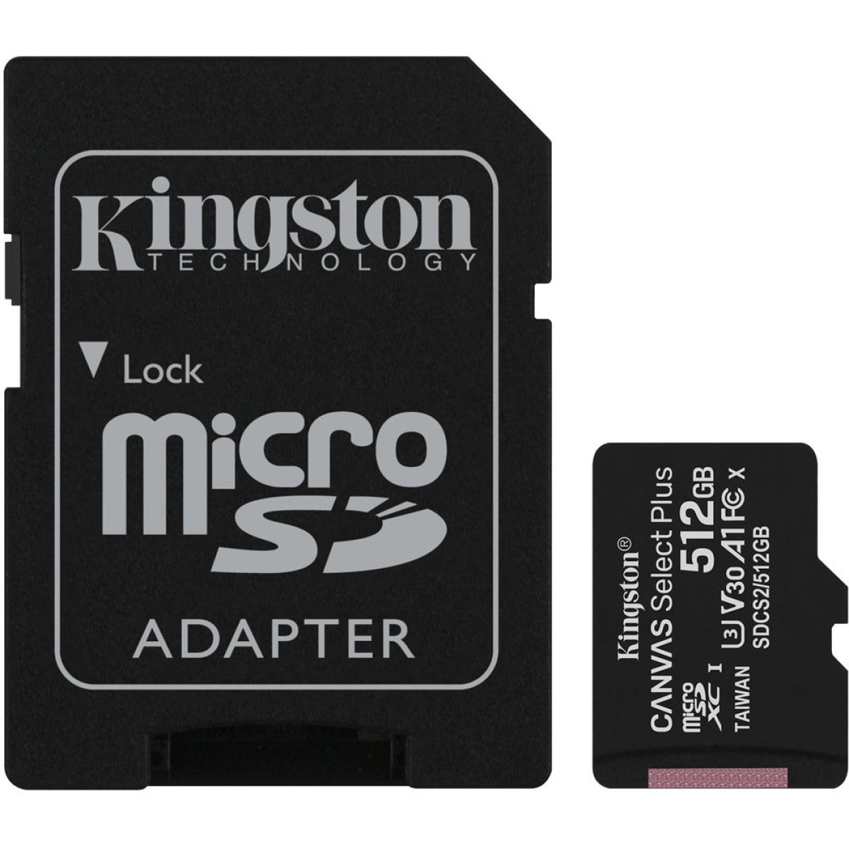 Cartão Memória Kingston Canvas Select Plus C10 A1 UHS-I microSDXC 512GB + Adaptador SD - Image 1