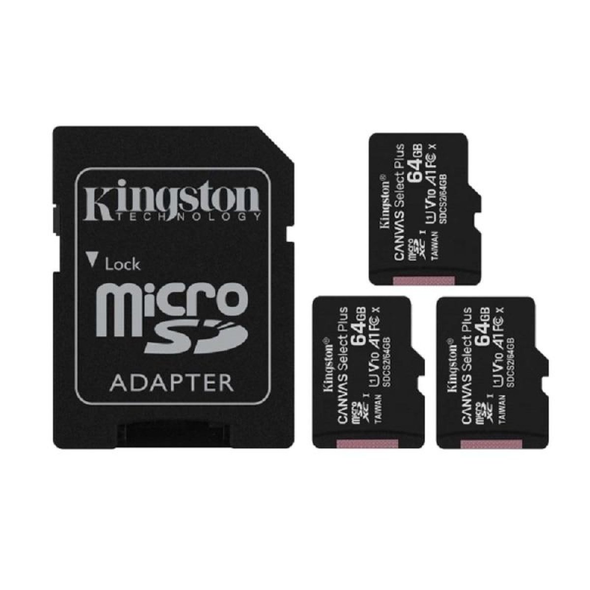 Cartão de memória Micro SDXC Kingston 64GB Canvas Select Plus 100R A1 C10 Card (Pack 3) - Image 1