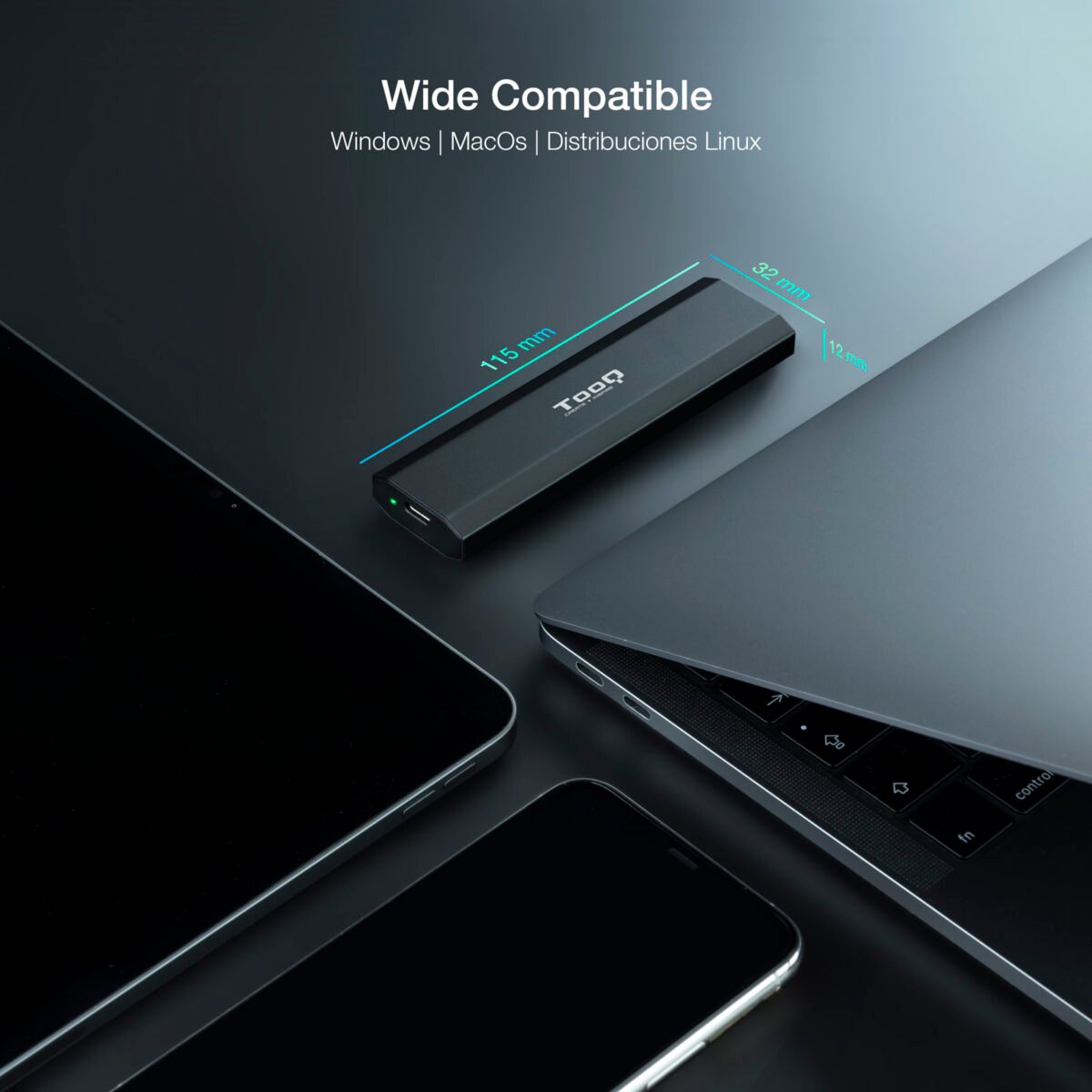 Caixa Externa SSD Tooq M.2 NGFF/NVMe SSD - USB 3.1 Gen 2 Preto - Image 5