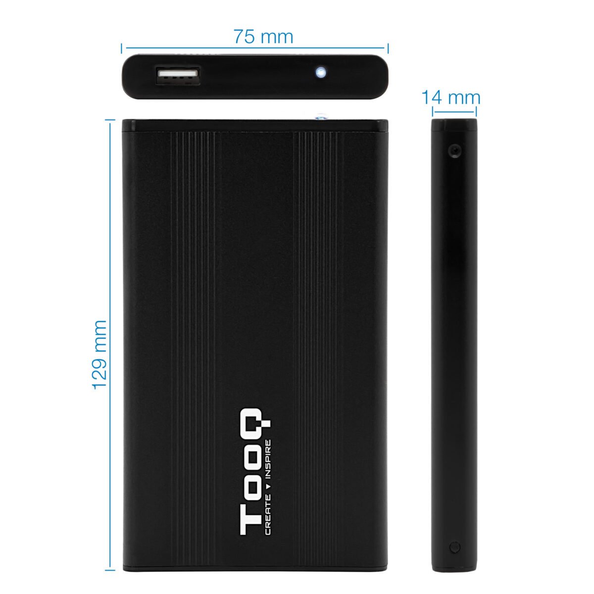 Caixa Externa HDD Tooq 2.5" SATA (95mm) - USB 2.0 Preto - Image 3