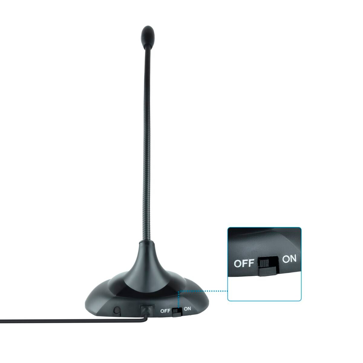 Microfone Tooq multimédia flexível - Conexão jack 3,5mm 2M Preto - Image 3