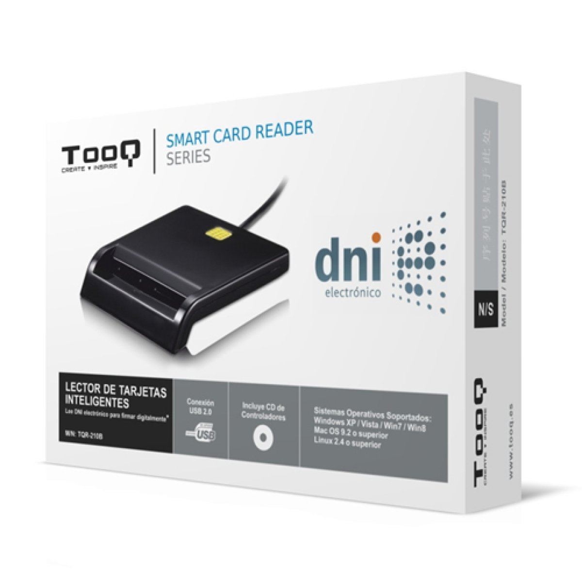 Leitor Cartão Cidadão TooQ TQR-210B USB 2.0 Preto - Image 2