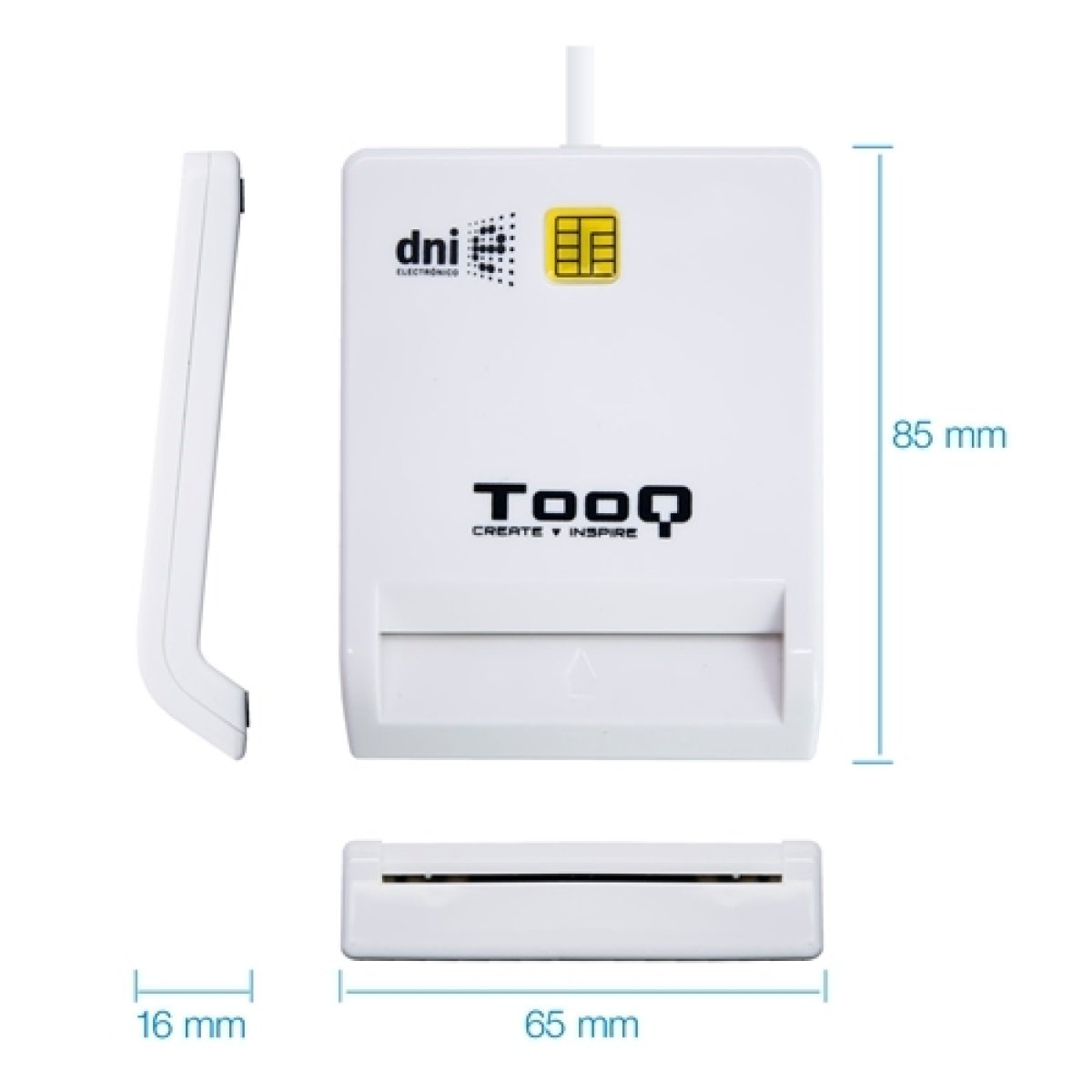 Leitor de Cartões Tooq - Cartões de Cidadão / DNI 4.0 USB 2.0 Branco - Image 2