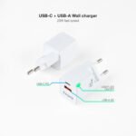 Carregador Tooq USB-C/PD 20W + USB-A/QC 20W - Image 2