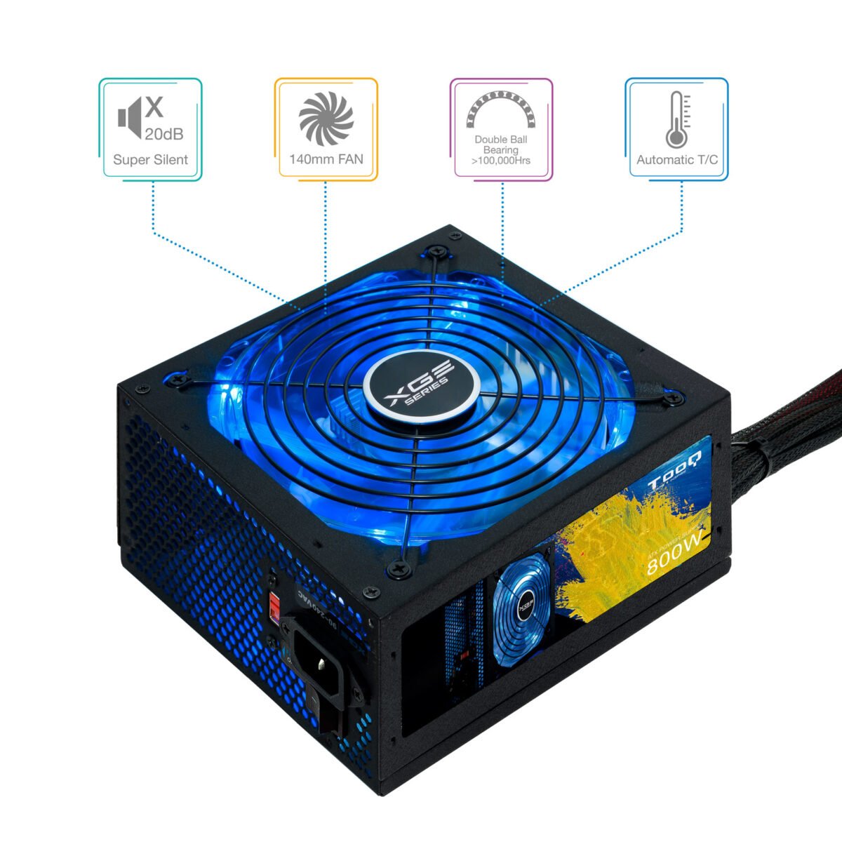 Fonte de Alimentação Tooq Xtreme Gaming Energy II 800W 80+ Bronze c/LED - Image 2