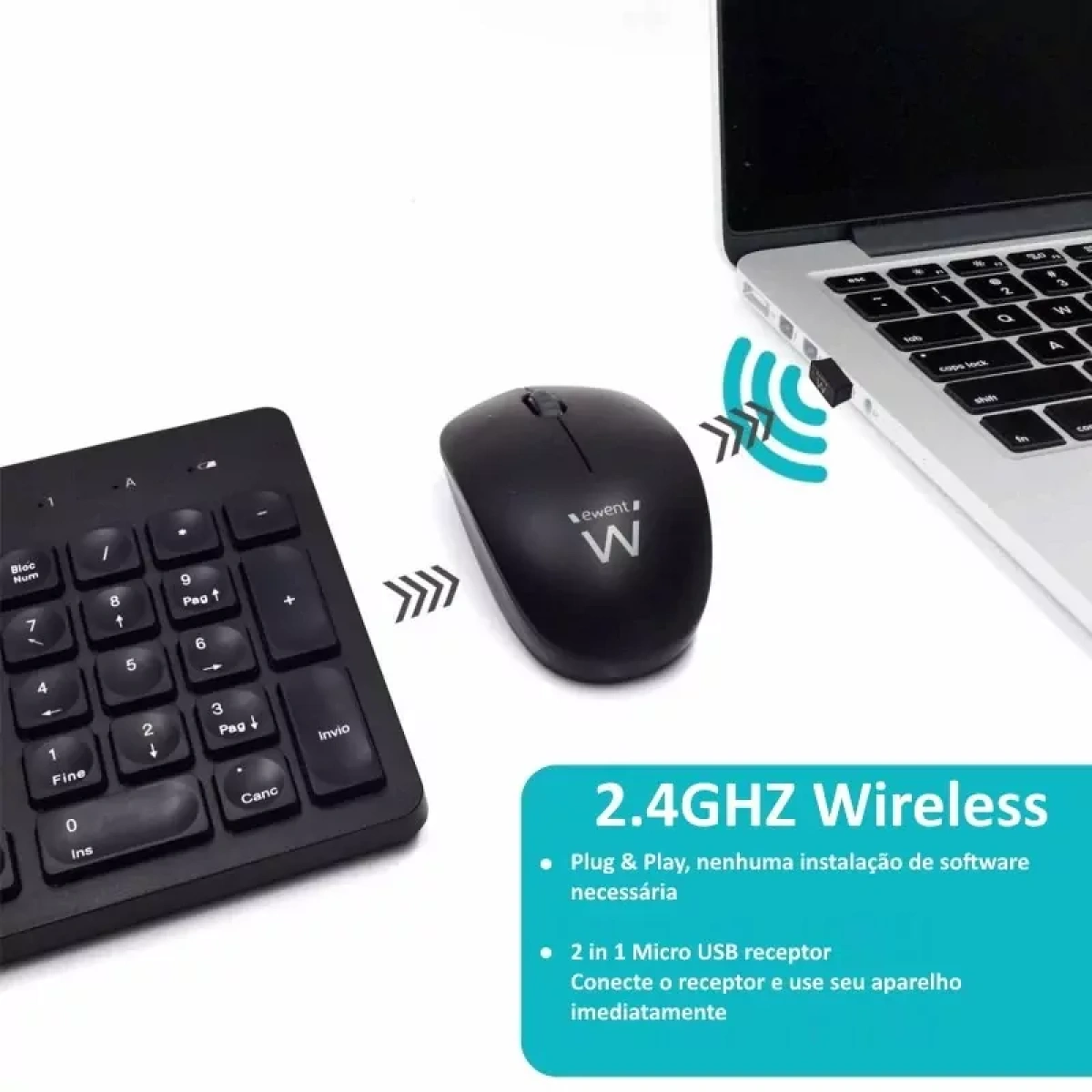 TECLADO E RATO WIRELESS, TECLAS SILENCIOSAS DE BAIXO PERFIL, BOTÕES MULTIMÉDIA - Image 2