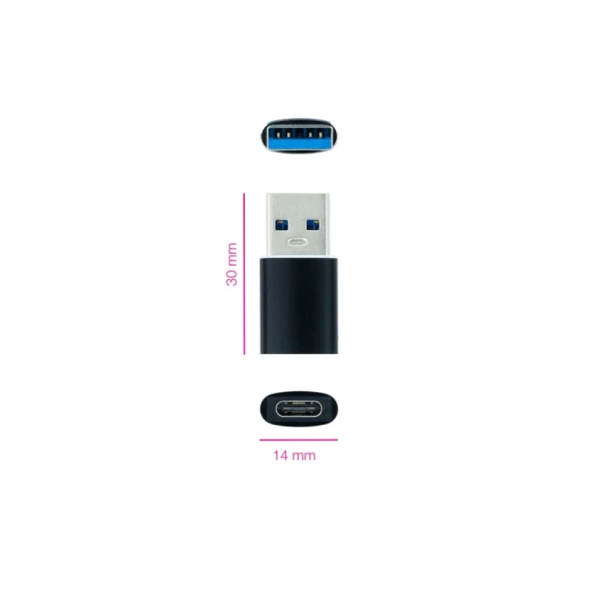 ADAPTADOR USB-A/M 3.1 A USB-C/H ALUMINIO NEGRO NANOCABLE 10.02.0012 - Image 2