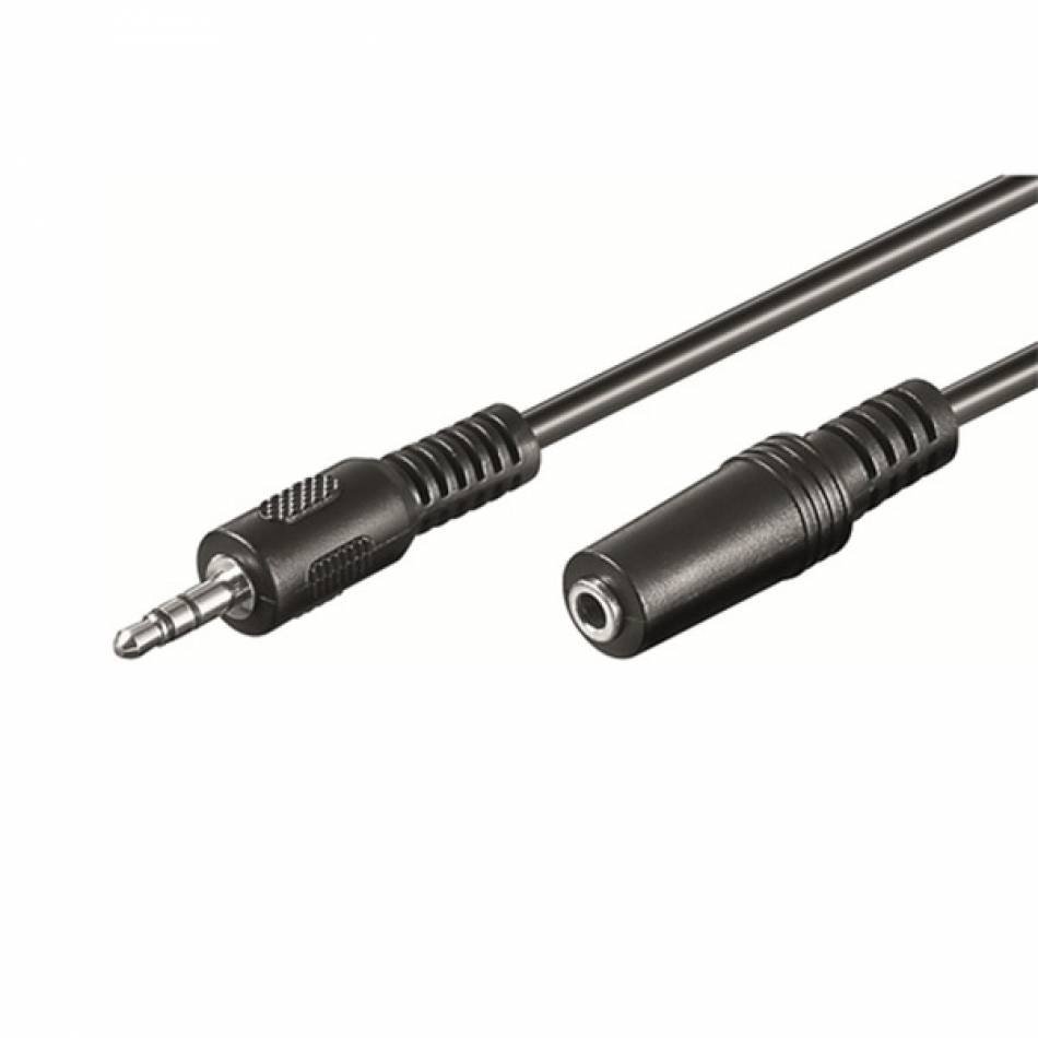Cabo Extensão de Áudio Ewent EW-220200 Jack 3.5mm Macho/Fêmea 2m Preto - Image 1
